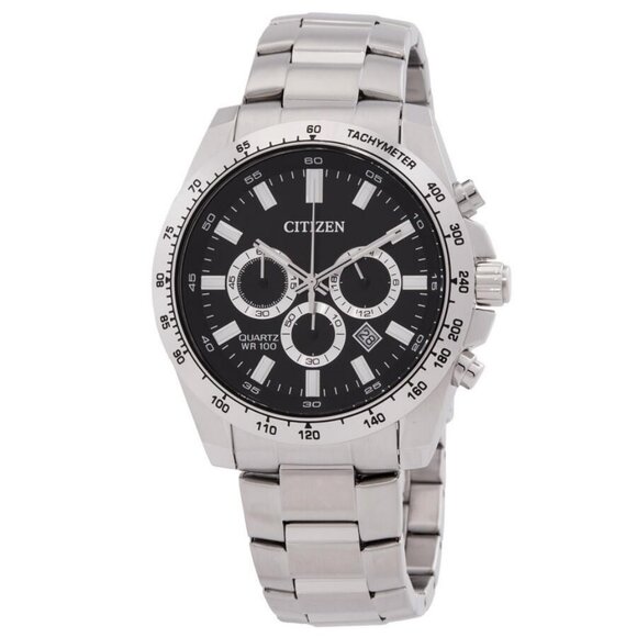 NWT Authentic Citizen Chronograph Quartz Black Dial Men's Watch - Picture 1 of 3